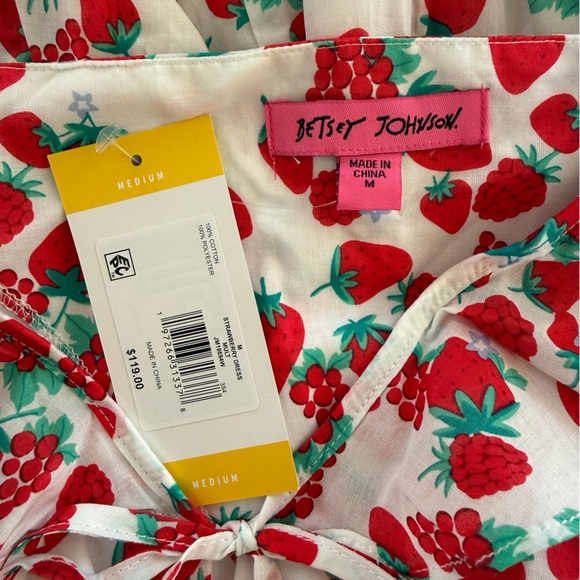 Betsy Johnson Strawberry Print Ruffled Smocked Maxi Dress NWT Size M - Picture 9 of 10